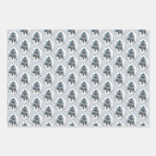 ベッドリントンテリアクリスマス ラッピングペーパーシート (正面)