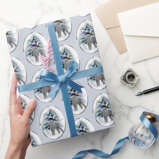 ベッドリントンテリアクリスマス ラッピングペーパー (ギフト)