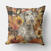 ベッドリントンテリアードッグ秋ウオーターカラーフラワー クッション (正面)