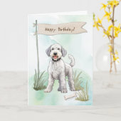 ベッドリントンテリア犬の誕生日標識 カード (黄色い花)