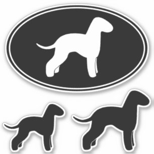 ベッドリントンテリア犬シルエットのステッカーセット シール