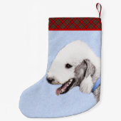 ベッドリントン絵画テリアの – オリジナルドッグアート スモールクリスマスストッキング (裏面)