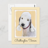 ベッドリントン絵画テリアの – オリジナルドッグアート ポストカード (正面/裏面)