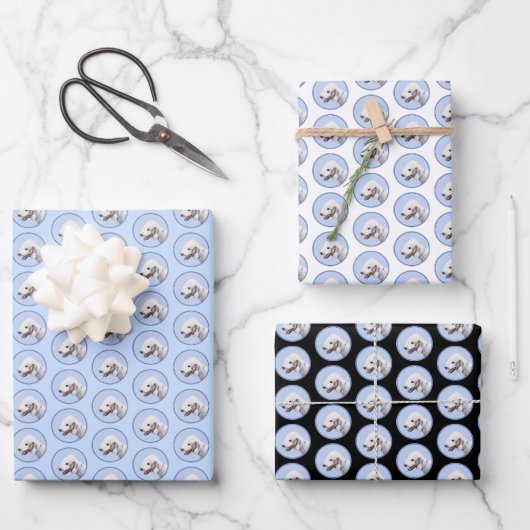 ベッドリントン絵画テリアの – オリジナルドッグアート ラッピングペーパーシート (正面)