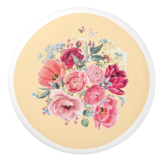 ベッドルームドロワーセラミックノブ – フローラ セラミックノブ (正面)