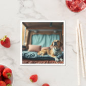 ベッド上の犬 スタンダードカクテルナプキン (インサイチュ)