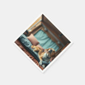 ベッド上の犬 スタンダードカクテルナプキン (角)