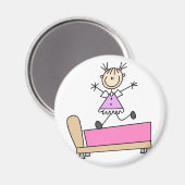 ベッド磁石に飛び乗る少女 マグネット (正面/裏面)