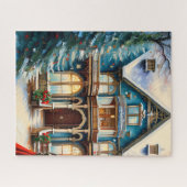 ベッド魅力的Nブレックファーストビクトリアンハウスクリスマス ジグソーパズル (横)