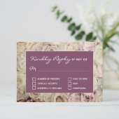 ベッド・オブ・バラ&アマランスピンクRSVPカード 出欠カード (スタンド正面)