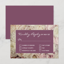 ベッド・オブ・バラ&アマランスピンクRSVPカード