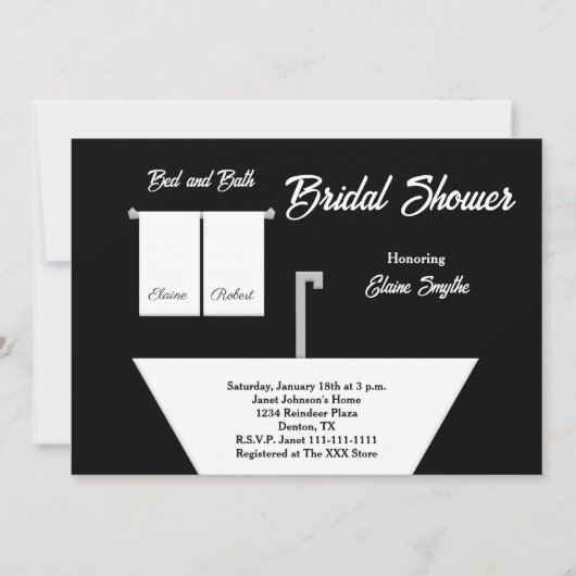 ベッド&バスをテーマにしたブライダルシャワーの招待状 招待状 (正面)