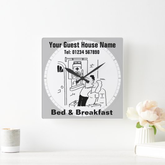 ベッド&ブレックファーストマンガ スクエア壁時計 (ホーム)