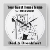 ベッド&ブレックファーストマンガ スクエア壁時計 (正面)