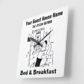 ベッド&ブレックファーストマンガ スクエア壁時計 (傾斜)