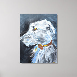 ベッドlingtonウィペット犬の肖像画 キャンバスプリント