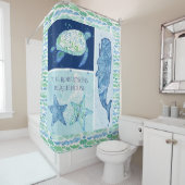 ベッドnブレックファーストビーチ海ホエールスターフィッシュカメ シャワーカーテン (インサイチュ)