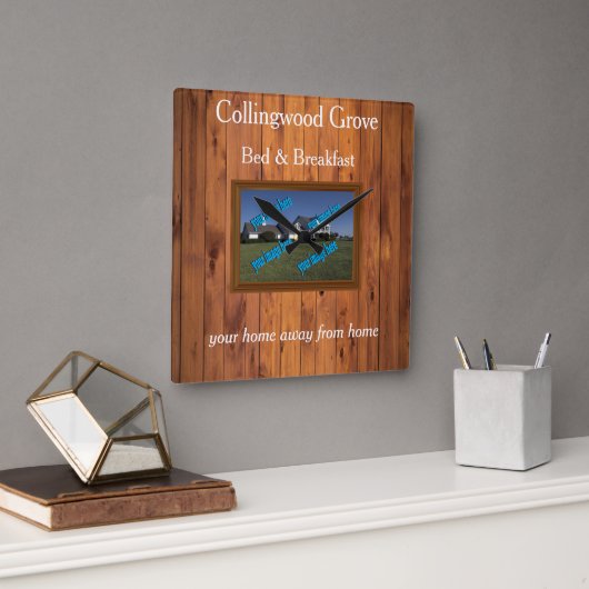 ベッ素朴ド&ブレックファースト🌿カントリーイン スクエア壁時計 (オフィス)