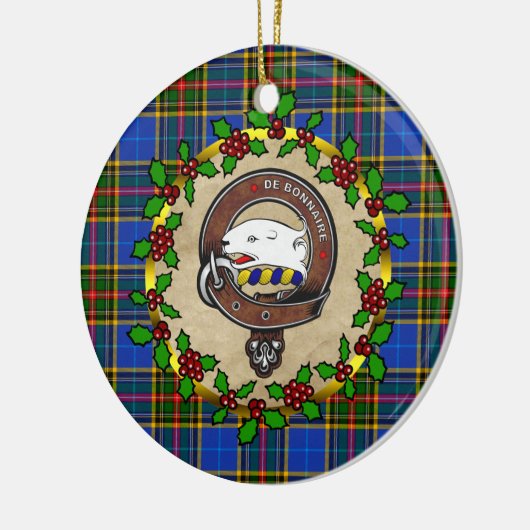 ベツヌクランバッジ&タータンチェックパーソナライズされたクリスマス セラミックオーナメント (左)