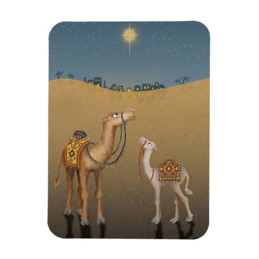 ベツレヘムのクリスマスの愛らしいラクダのマグネット マグネット (縦)