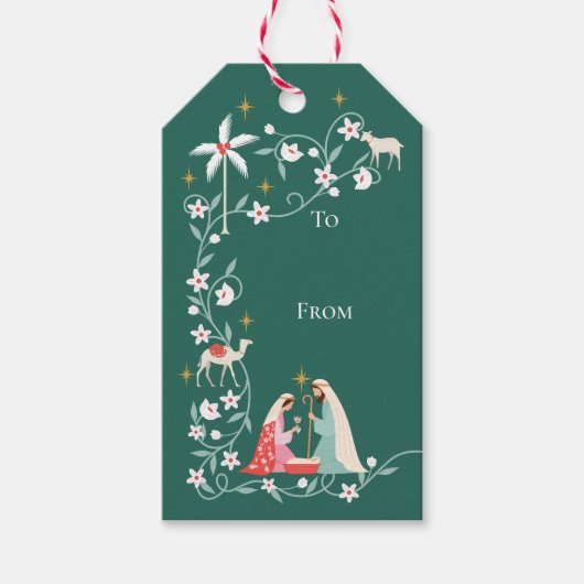ベツレヘムのクリスマス宗教的出生スター ギフトタグ (正面)