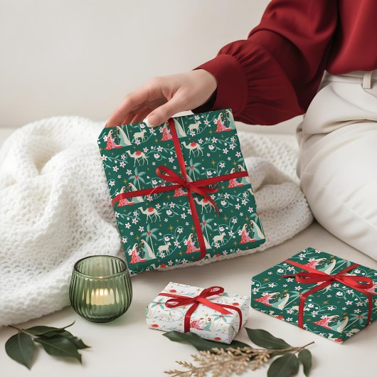 ベツレヘムのクリスマス宗教的出生スター ラッピングペーパーシート