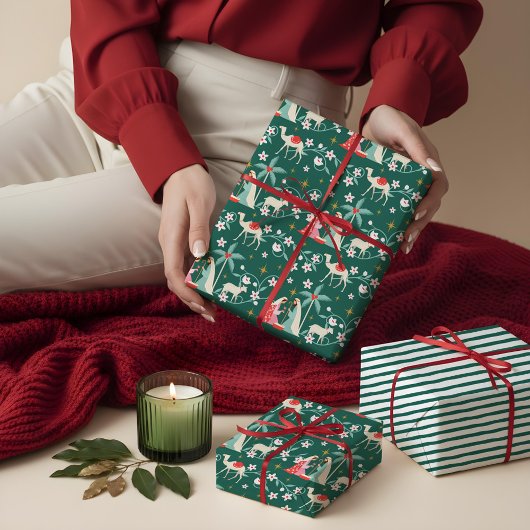 ベツレヘムのクリスマス宗教的出生スター ラッピングペーパーシート