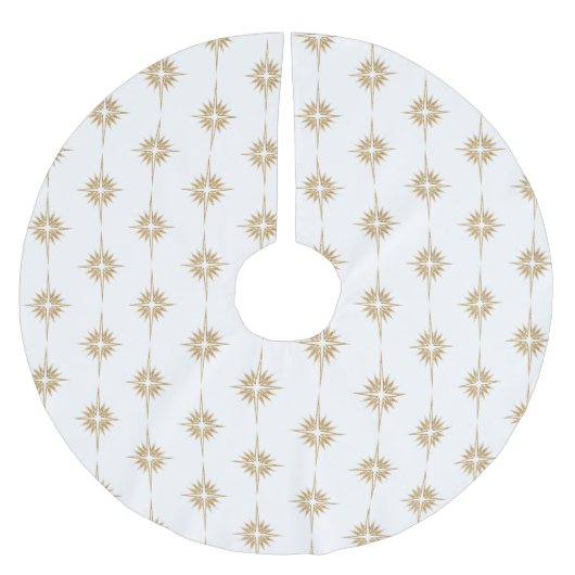 ベツレヘムのパターン(の模様が)ある星 ブラッシュドポリエステルツリースカート (正面)