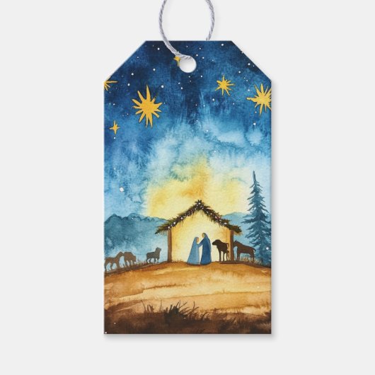 ベツレヘムの夜の聖なる家族 ギフトタグ (正面)