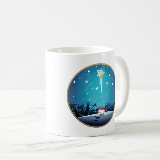 ベツレヘムの星。クリスマスギフトマグカップ コーヒーマグカップ (正面右)