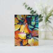 ベツレヘムの黄色い星の花の水彩画アート ポストカード (スタンド正面)