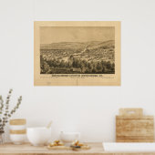 ベツレヘムペンシルバニア1877アンティークパノラママップ ポスター (キッチン)