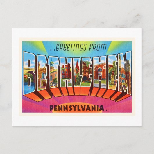 ベツレヘムペンシルバニアPAヴィンテージ旅行記念品 ポストカード (正面)