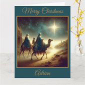 ベツレヘム後を追の星は三人の賢者たち カード (黄色い花)