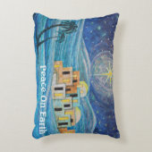 ベツレヘム星ピースオンアースブルー枕 アクセントクッション (正面(垂直))