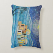 ベツレヘム星ピースオンアースブルー枕 アクセントクッション (裏面(縦))