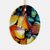 ベツレヘム花水彩画の黄色い星 セラミックオーナメント (右)