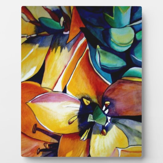 ベツレヘム花水彩画の黄色い星 フォトプラーク (正面)