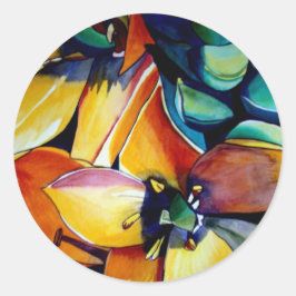 ベツレヘム花水彩画の黄色い星 ラウンドシール