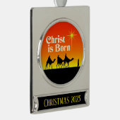 ベツレヘム・クリスマスの三人の賢者スター シルバープレートバナーオーナメント (右)