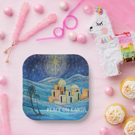 ベツレヘム・ナプキンスの地球の平和クリスマススター ペーパープレート (パーティー)