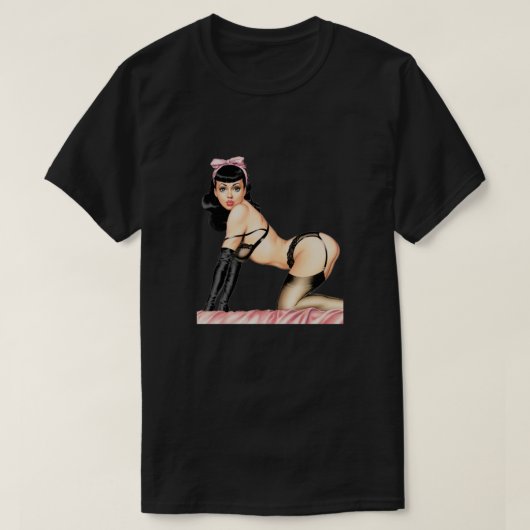 ベティページヴィンテージレトロピンナップ1950sベティピンクC Tシャツ (デザイン正面)