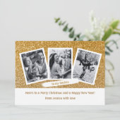 ベティモダンス写真テンプレート金ゴールドメリークリスマス シーズンカード (スタンド正面)