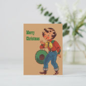 ベティ女性のカーボーイメリークリスマス シーズンポストカード (スタンド正面)