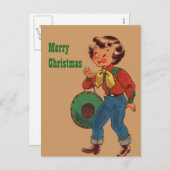 ベティ女性のカーボーイメリークリスマス シーズンポストカード (正面/裏面)
