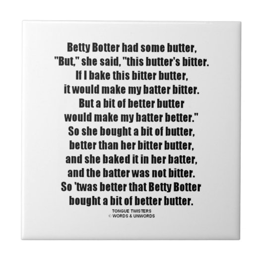 ベティBotterのよりよいバター(早口言葉) タイル (正面)