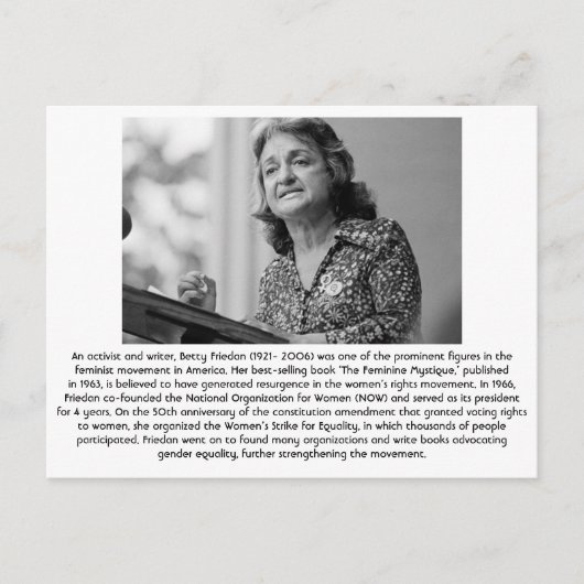ベティFriedan -男女同権主義者 ポストカード (正面)