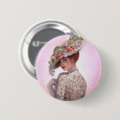 "ベティLu "内気でビクトリアンな女性 缶バッジ (正面&裏面)