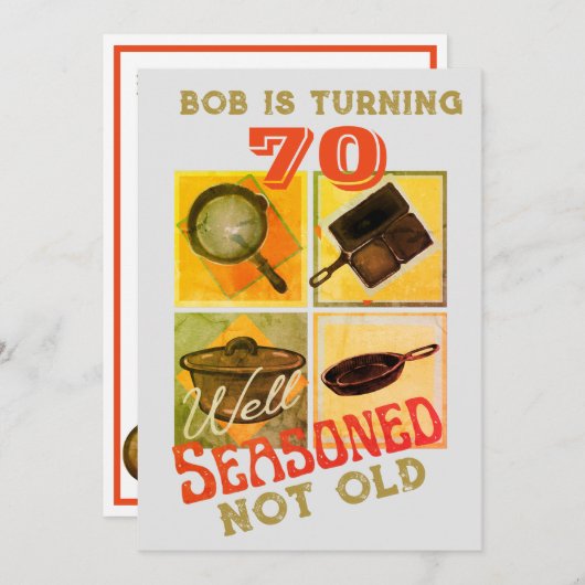 ベテランではない古い誕生日パーティー 招待状 (正面/裏面)