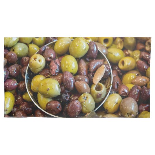 ベテランの黒と緑のオリーブ 枕カバー (正面左)